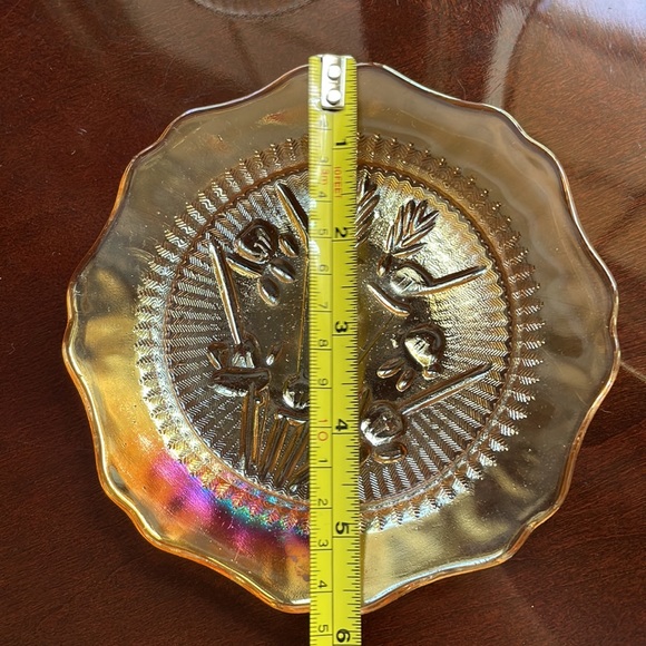 Jeannette Marigold luster carnival glass eggnog bowl, 5 cups and saucers - Picture 14 of 16